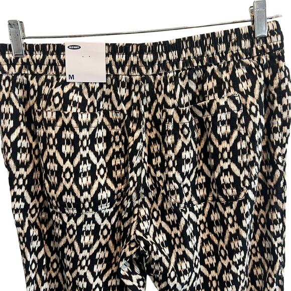 NWT Old Navy Linen Blend Patterned Pull on Pants M Pockets - Picture 4 of 9